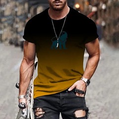 Trendy and fashionable new men’s T-shirt 3D printed gradient printed top summer