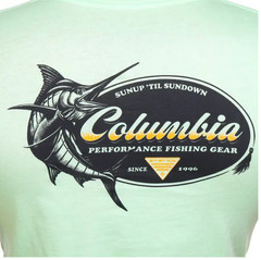 COLUMBIA Mens PFG Green Cotton Graphic S/S T-SHIRT M (38-40″) NWT