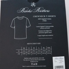 Brooks Brothers 1818 Men’s Crewneck Cotton Undershirt Black w/ logo 3pcs/Pack