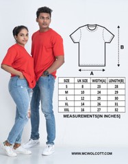 NWT Cotton Crew Neck Oversized Unisex T-Shirts Color Red Size S, M, L, XL, XXL