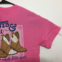 Itsa Girl Thing Womens T-Shirt Boots & Lace Tee Color Azalea Pink