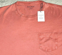 NEW PETER MILLAR, MENS SIZE XL, LAVA WASH ‘CLAY ROSE’ POCKET T-SHIRT-MSRP $65.00