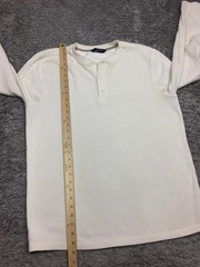 Members Mark Thermal Henley Shirt Mens Size XL Off White Long Sleeve Cotton