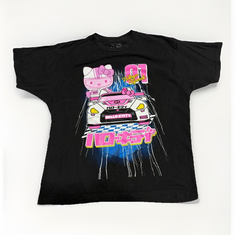 Hello Kitty Racer Tokyo Speed T-Shirt XL Black Sanrio Race Car