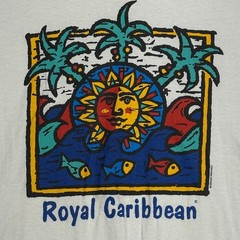 Vintage Stedman Hanes T-Shirt Mens Large White Royal Carribean Single Stitch USA