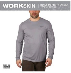 Milwaukee Men’s Work Skin Large Gray Light Weight Performance Long-Sleeve TShirt
