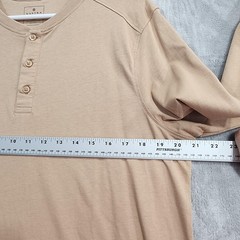 Vustra Shirt Mens L Beige Long Sleeve Henley Organic Cotton Sustainable Casual