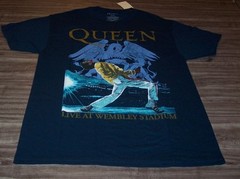 QUEEN Live At Wembley Stadium Freddie Mercury T-Shirt MENS Black MEDIUM Band NEW