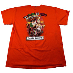 Gildan Men’s T-Shirt Large Orange Cinco de Mayo We Headed To Taqueria San Miguel