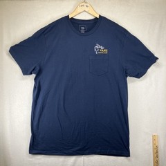 Vans Sailfish Graphic T Shirt Mens XL Navy Blue Custom Fit Skateboarding Fishing