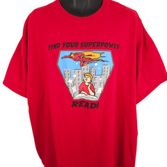Reading T Shirt Mens Size 4XL Red Find Your Superpower Read Books