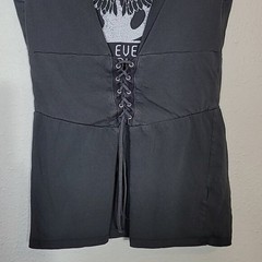 Express Wild Love Graphic Lace Up T-Shirt Size S Gray Grunge Y2K Goth Streetwear