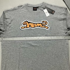 Le Tigre Men’s Flocked Big Tiger Graphic T-Shirt Cotton Long Sleeve Gray Size XL