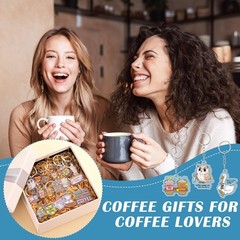 100 Pcs Coffee Lovers Gifts Keychain Bulk, 20 Style Cute Novelty Acrylic Key …