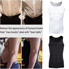 Mens Body Shaper Toning T-Shirt Ultra Durable Vest Compression Workout Underwear
