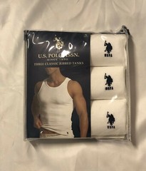NEW U.S. Polo Assn Men’s 3 Pack Ribbed Tanks A Shirts White Sizes Large ONLY