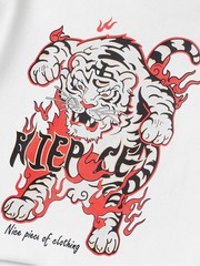 Niepce Men’s Inferno White Tiger Graphic Tee Japanese Streetwear T-Shirt Small