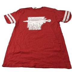 LAT Apparel Garkansas Graphic T-Shirt Mens Medium Red Excellent Fishing Arkansas