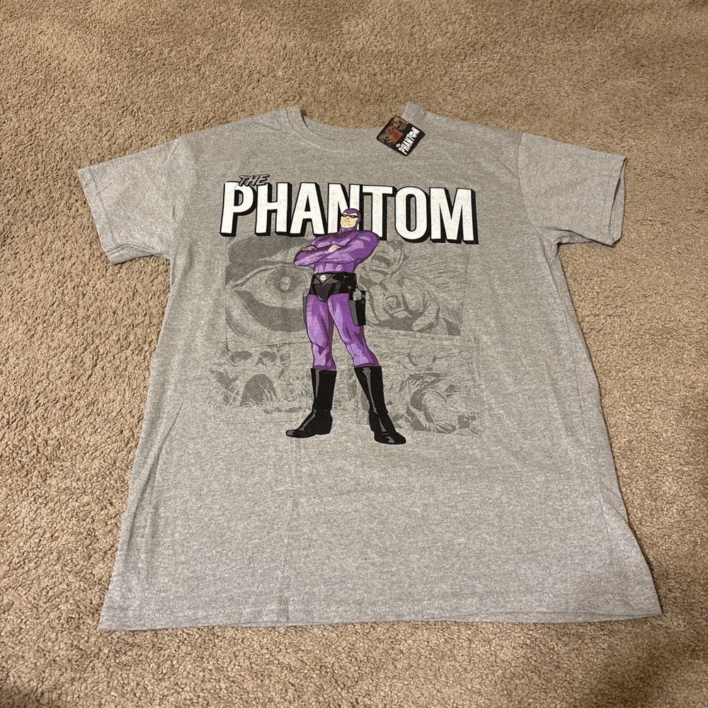 NWT The Phantom Comics Strip Shirt Gray Medium Brisco Brands Superhero Unisex