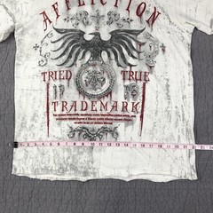 Affliction Shirt Men XL White Tried True Trademark Eagle Graphic Biker Red Foil