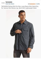 TACVASEN Men’s Long Sleeve Quick Dry Tactical Fishing Shirt