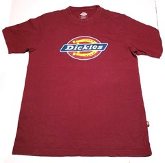 Dickies T-Shirt M Red Burgundy Classic Horseshoe Graphic Logo Cotton Tee Mens