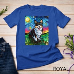 Tri Color Pembroke Welsh Corgi Starry Night Dog Art Unisex T-shirt