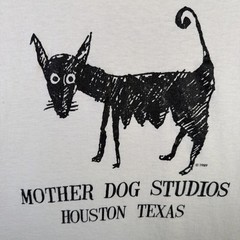 Vintage Mother Dog Studios Shirt Mens Large White 80s Art Abstract Poem Drawing