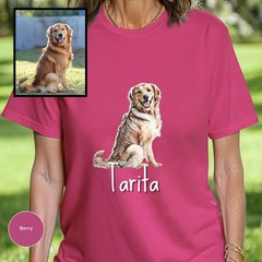 Custom Pet Portrait Comfort Tee Personalized Dog Cat Photo Shirt Gift Idea
