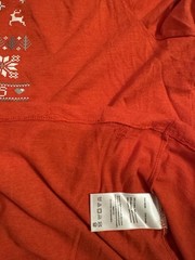 Unisex ASICS Red Holiday Short Sleeve Tee. Ugly Christmas Sweater Graphic Sz 2XL