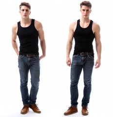 3-6 Mens 100% Cotton A-Shirt Tank Top Ribbed Undershirt Black White