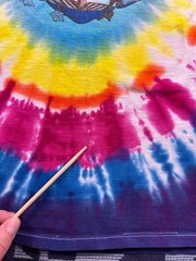 Vtg 90s Fairy Elf Peace Sign Mushrooms T Shirt Hippy Tie Dye Single Stitch USA L