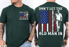 (2-SIDE) Retro Don’t Let The Old Man in Cowboy US Flag for Men Women T-Shirt