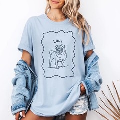 Custom Dog Photo Art Comfort Tee Personalized Pet Portrait Doodle Shirt