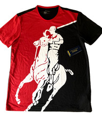NWT POLO Ralph Lauren Full Length PONY Print T-Shirt Mens Sz M Black/White/Red