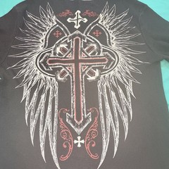 Vintage Y2K Thermal Long Sleeve Mens M Black Grunge Skull Wings No Boundaries