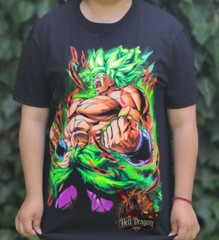 Legendary Super Saiyan Green Broly Colorful Neon glow T-shirt 100% Cotton