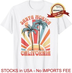 Santa Monica Beach California T-Shirt Vintage Retro Surf Ocean Graphic Tee Shirt
