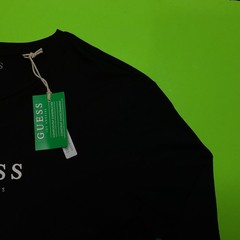 GUESS Los Angeles Men’s Long Sleeve T-Shirt SMALL Black w/White, Silver NEW