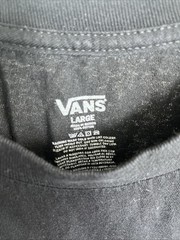 VANS T-Shirt Mens Sz L Short Sleeve Glossy Logo Tee Classic Black On Black Gym