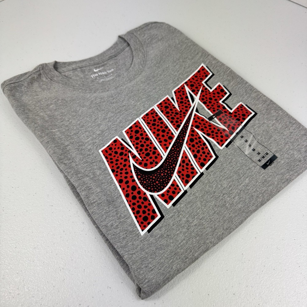 Men’s T-Shirt Nike Athletic Gray Black Red Swoosh Size M-2XL