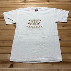 Vintage 90s Bahamas Paradise Island Embroidered Nautical Souvenir T-Shirt Medium