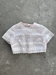 Women’s Vintage Waist Lace Blouse Bows Lightweight 60s 70s