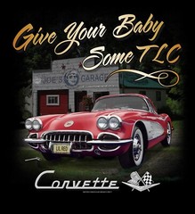 Joe Blow T’s Chevy Corvette Men’s T-Shirt Give Your Baby Some TLC 1959 1960 C1