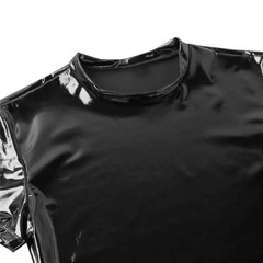 Men’s Wetlook Glossy PVC Leather T-Shirts Short Sleeve Tops Tees Stage Costume