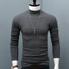 Men High Collar Turtle Neck Shirt Tops Long Sleeve Stretch Jumper Pullover Tee=M