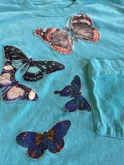 Lot of 6 VTG SINGLE STITCH Yellow Butterfly Print T-Shirts Size L/XL