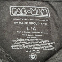 Pac-Man Mens Large Black Graphic T-Shirt Neon Ghost Print C-Life Group Cotton