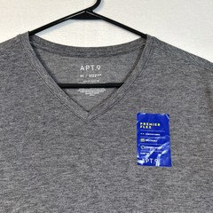 Apt 9 V-Neck Slim Fit Premier Flex Tshirt Gray Mens Medium Brand New Breathable