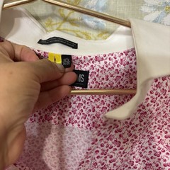 Stacy Adams Shirt XXL , White W Pink Flowers, White Collar,18 1/2 (34/35) ,pics